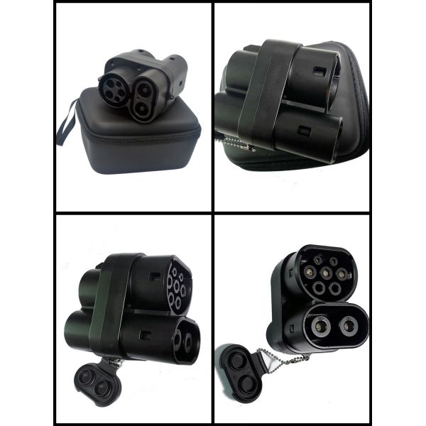 CCS1 to CCS2 Adapter Connector for EV Car with Security Function Replace/Repair and Antiflaming Fireproof Rubber Hose