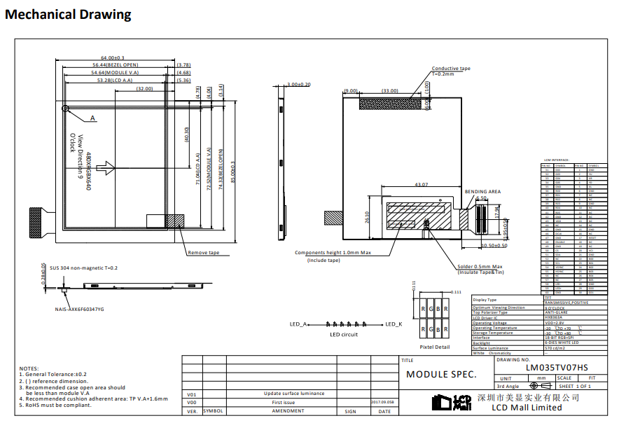 320*240 SPI Interface TFT LCD With CTP Customized 3.0/3.2/3.5 Inch LCD Module