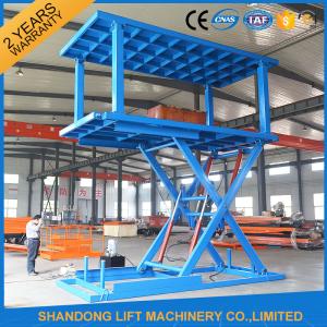 Quality Two Layers Folding Hydraulic Scissor Double Parking Car Lift , Blue for sale