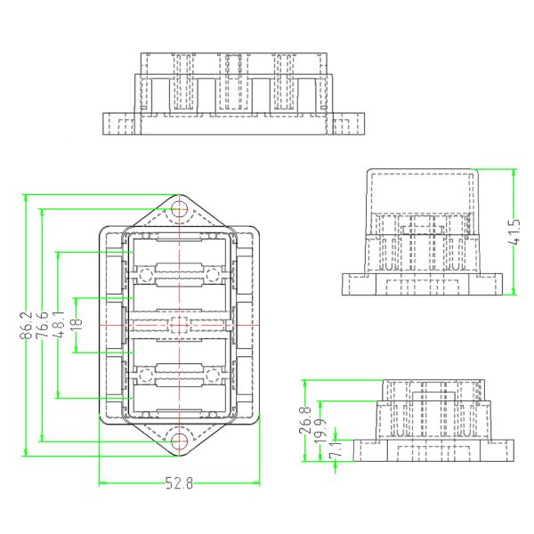 12V 24V 32V DC Universal Automotive Fuse Box 4 Way Blade Fuse Holder