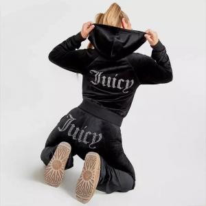 Quality                  Winter Wear Outfit Female Sweatsuit Set Street Wear Thick Cotton Rhinestone Velour Women Tracksuit              for sale