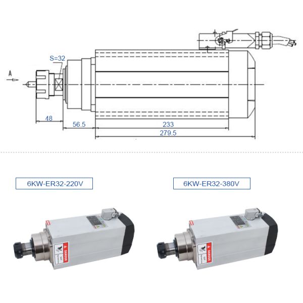 18000rpm Frequency 300HZ Air Cooled Spindle Motor for CNC Router Demand