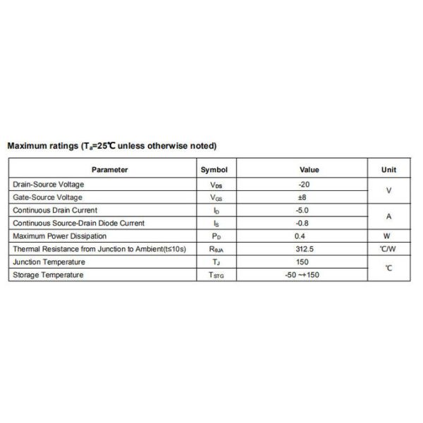 HXY2305-5A Mosfet Power Transistor