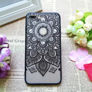 PC+TPU Black Silk Lace Pattern with Diamonds Back Cover Cell Phone Case For