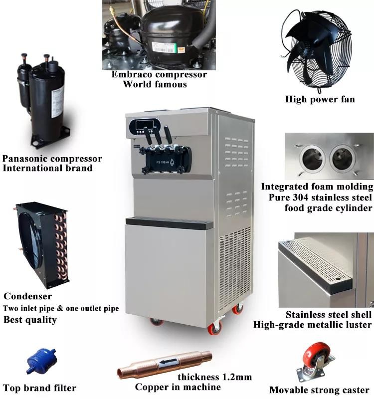 36-38l/H Commercial Soft Ice Cream Machine 3 In 1 Ice Cream Maker Table Top