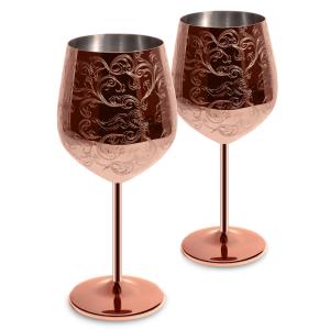 Quality Etched 304 Stainless Steel Wine Goblets With Copper Plated LFGB for sale