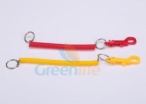 China EVA Material Red Yellow Coil Keychain With Clip , Swivel Spring Stretchy Key Chains on sale