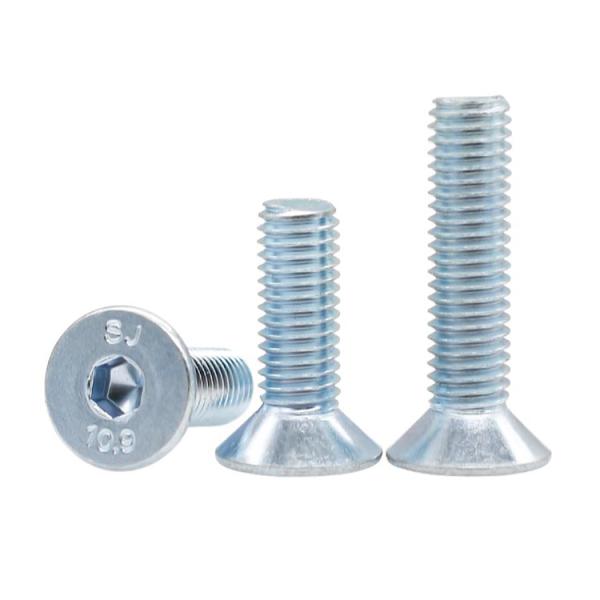 M5-M100 Mechanical White Blue Galvanized DIN7991 Flat Head Hex Socket Bolt Screw