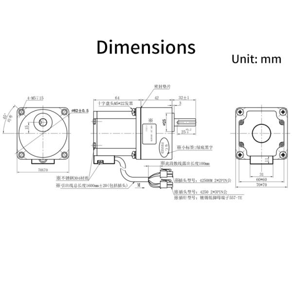 72rpm 0.21N.M 3 Phase 24V DC Servo Motor For Swing Gate