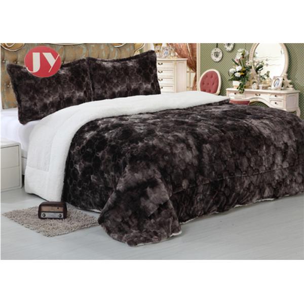 Polyester Double Sided Quilt Comforter Faux Fur Fleece Throw , Soft Plush Blankets King Size 92"*96"