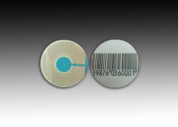 Buy 8.2mhz Hot Melt EAS RF Label EAS Sticker Plastic 35mm Dia Barcode White at wholesale prices