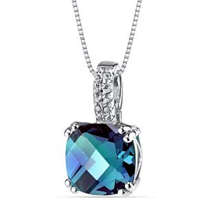 Quality Wholesale 925 Sterling Silver Jewelry Fashion CZ Women Necklace Lab Created Alexandrite Stone Pendant for sale