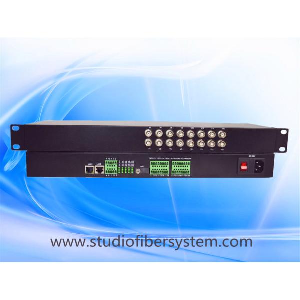16ch analog video+16ch audio+2ch ethernet+2bidi RS485/232 to fiber converter in