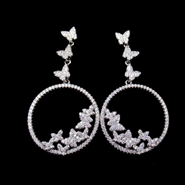 Leaves Tree’s Leaf Real 925 Silver Earrings With Cubic Zircon Stone