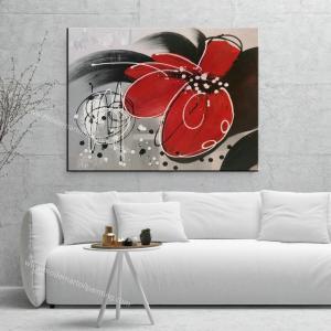 China Hand-Painted Red Flowers Painting on Canvas Thick Oil Flowers Landscape Oil Painting Wall Art for Interior Home Decor on sale