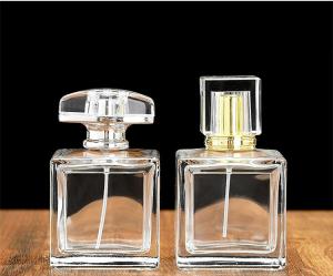 Quality Customizable Luxury Glass Mist Spray Bottle 100ml Empty Square Perfume Bottle for sale