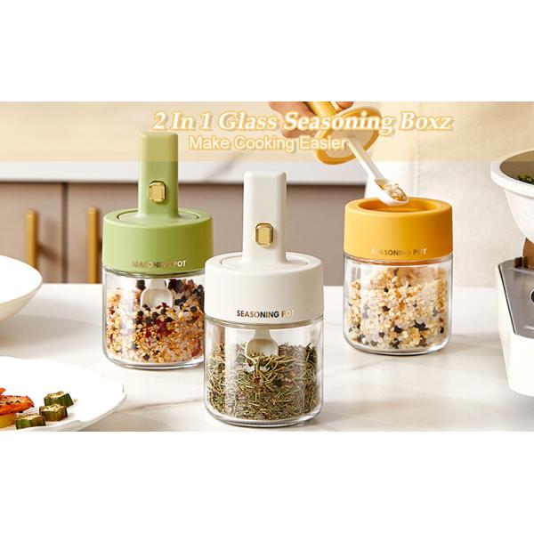 Customized Packaging Airtight Clear Seasoning Spice Container Glass Condiment Jar Set