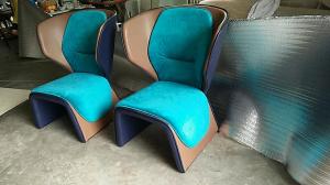 Quality Blue Gender Fiberglass Arm Chair With Coloured Leather Edge for sale