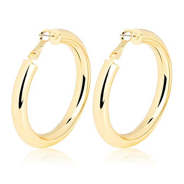 Fashion Gold Color Hoop Earrings Hypoallergenic High Polished Dangle Drop Minimalist Hoops Earrings for Women Girls