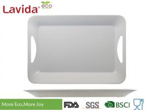 Quality Stylish Design Melamine Cafeteria Trays FDA LFGB Standards 2-PC Set Rectangular With Handles for sale