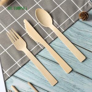 China Dispos Biodegradable Bamboo Tableware Wooden Knife Fork Spoon Flatwar Cutleri Set on sale