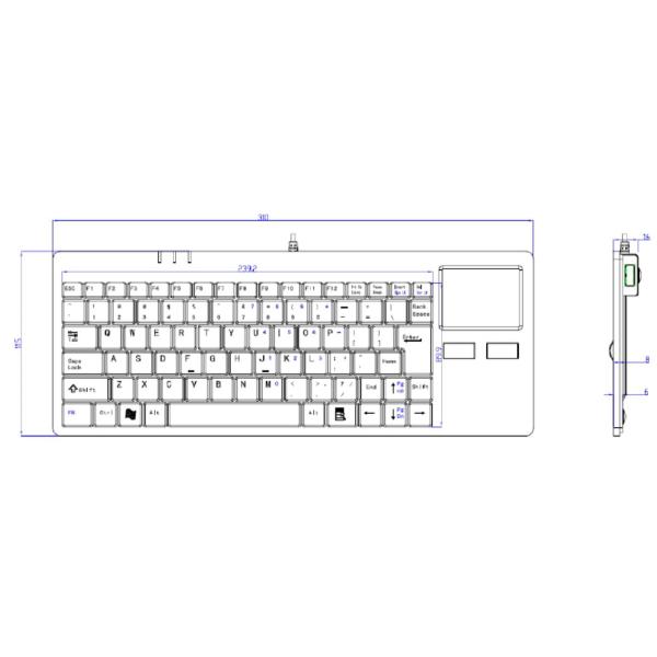 Comfortable Movable Industrial Mini Keyboard 315*115mm Noise Free