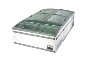 Quality Low E Glass Door Chest Island Commercial Display Freezer For Fish 650w for sale
