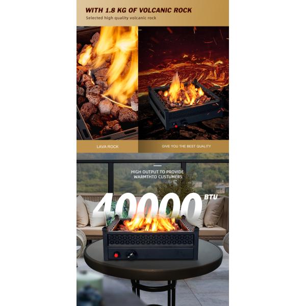 Mini Outdoor Alloy Rectangular Table Top Fire Pit Propane Gas