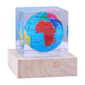 Quality Polygonal Cylindrical Plexiglass Crystal Globe Paperweight , Clear Resin Paperweight for sale