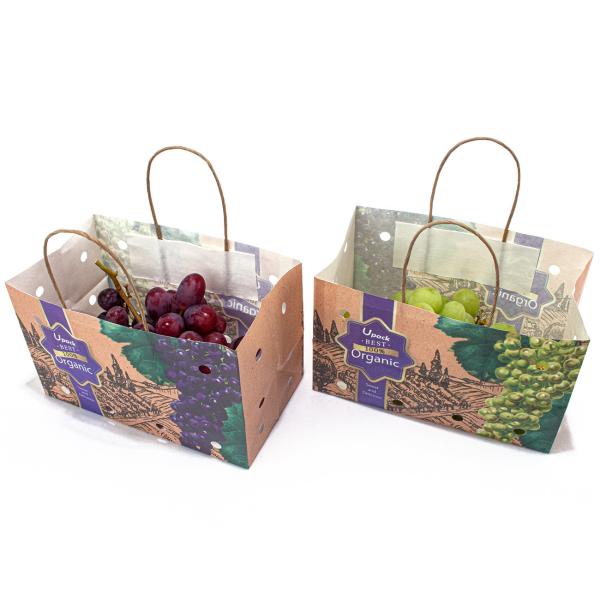 Paper Twist Rope Handle Fruit Brown Paper Bag Eco Friendly Water Based Soy Ink Printed