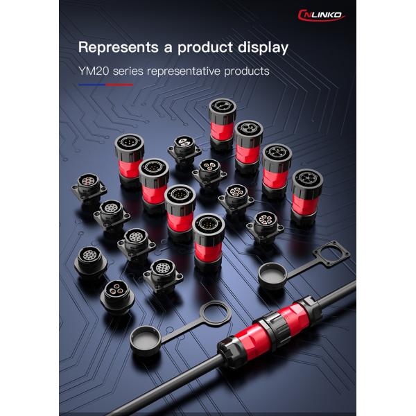 CNLINKO Connector Supplier YM Series M20 Plug and Socket Plastic Shell 9 Pin Connector Waterproof Connectors Pins