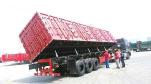 China 80T Capacity Dumping Tipper Flatbed Semi Trailer Full Set Of Hyva Hydraulic System on sale