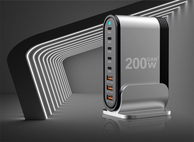 2024 New Products 200w 100w Univasal Usb-c Pd Type C Port Fast Gan Chargers Phone Ultra Usb C Wall Charger Charging