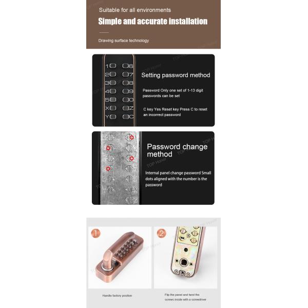 Courtyard Gate Mechanical Code Smart Sliding Door Lock Security With Single Latch Mortise