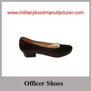 Quality Wholesale China Made Black Full Grain Leather Lady Officer Shoes with Leather Sole for sale