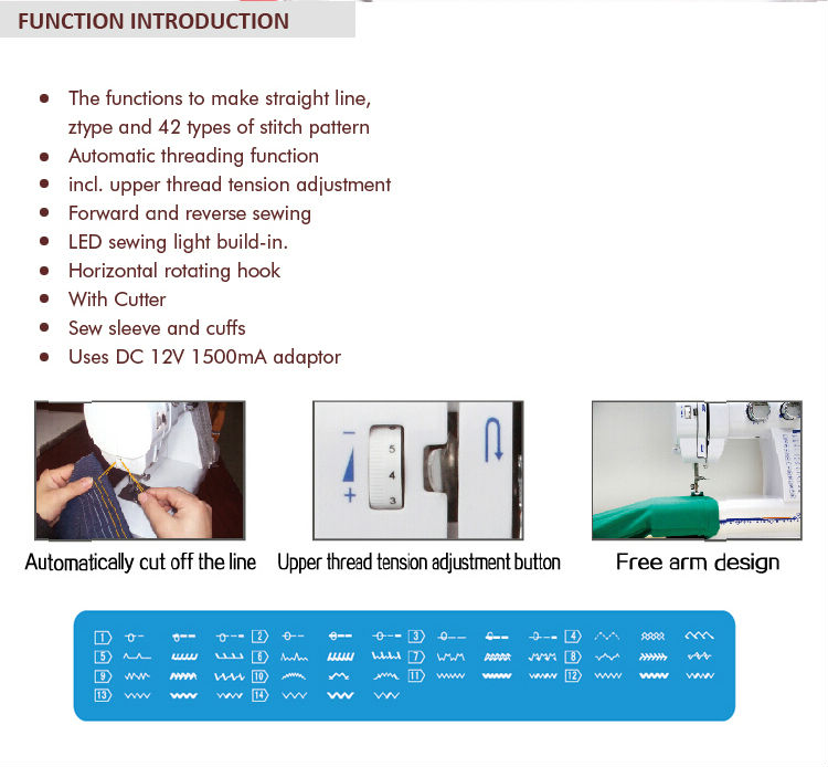 Adjustable Stitch Length Flat-Bed Mini Portable Sewing Machine for Button-Hole Sewing