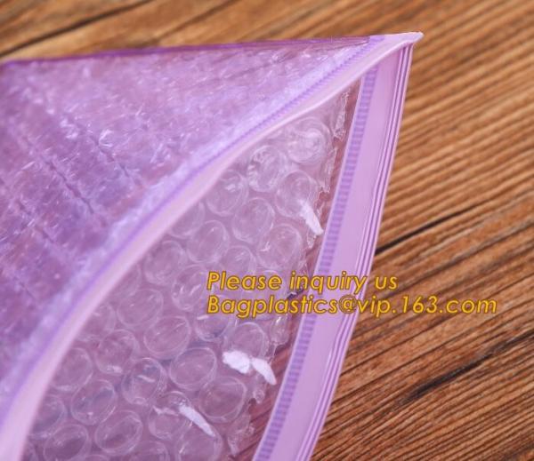 Holographic Factory Shiny gold Cosmetic bag Zipper Bubble Bag zip-lock Slider Padded Mailer metallic bubble zipper bagea