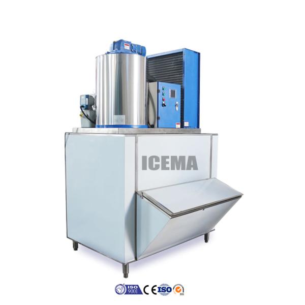 Water Cooling Condensation Way 1000kg Flake Ice Making Machine with Ice Storage Bin