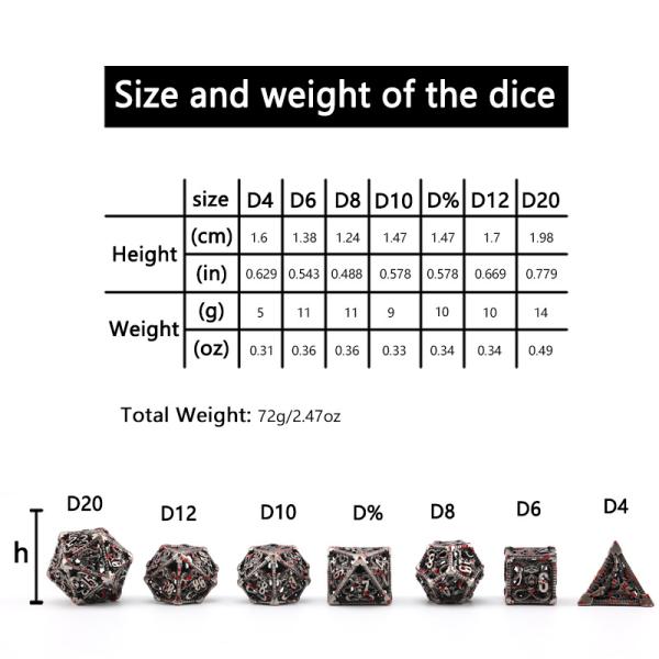 Hollow metal dice set polyhedron custom dice dragon and dragon dice board game