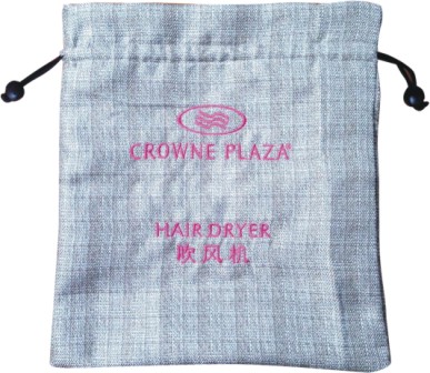 Amenities Cotton Hair Dryer Bag Hotel Custom Logo Print With Drawstring