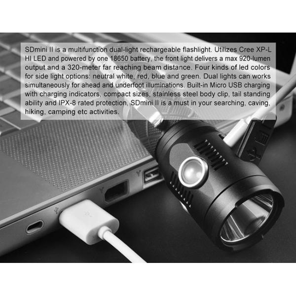 Outdoor Rechargeable LED Flashlight With Cree Head Light / Side Light