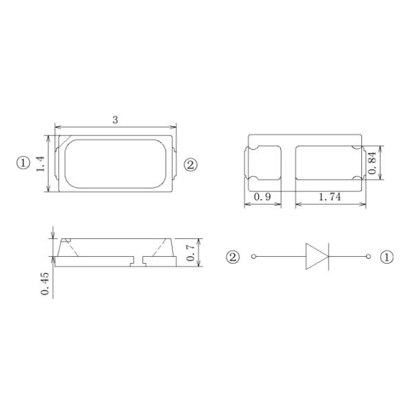 2900 - 3100k 3014 LED Chip 3V 60MA 0.2W For Backlight Car Screen Light