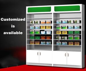 Quality Customized Pharmacy Storage Cabinets Medicine Display Racks Glass Layer for sale