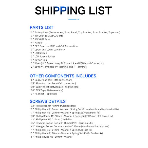 Eu Seplos Solar Energy Storage Battery Kit With Bms Seplos Bms 48v 200a For 15KWH Pack Box
