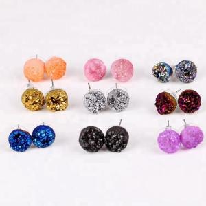 China Natural druzy fancy cute small charms post stud earrings stainless steel ear needle on sale