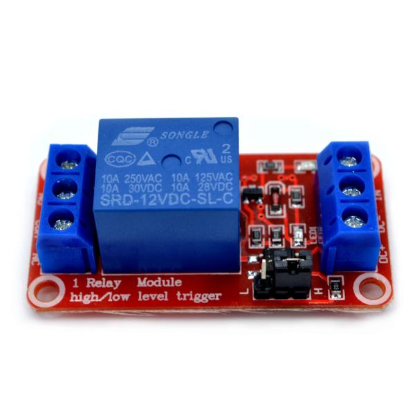 Contact Load 12V 1 Channel Relay Module with Optocoupler Isolation on Red PCB Board
