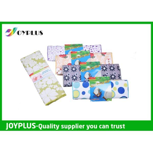 Soft Plastic Scrubber Sponge , Microfiber Dish Mat With Sponge Strong Heat Absorption