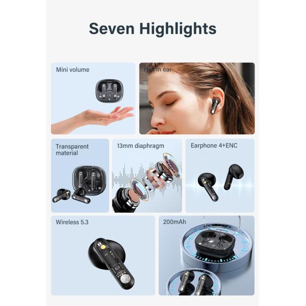 Sports and Gaming Noise Cancelling True Wireless Earbuds with Type C Charging