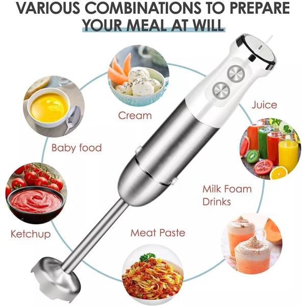 Smart Stick Blender 2 Speed Immersion Blender With Chopper / Whisk