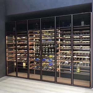 Quality High-End Wine Liquor Cabinet Thermostatic Gold Color Stainless Steel Wine Rack for sale